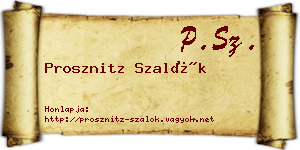 Prosznitz Szalók névjegykártya